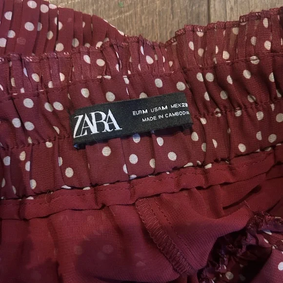Zara Polka Dot Burgundy Skirt - Picture 4 of 7